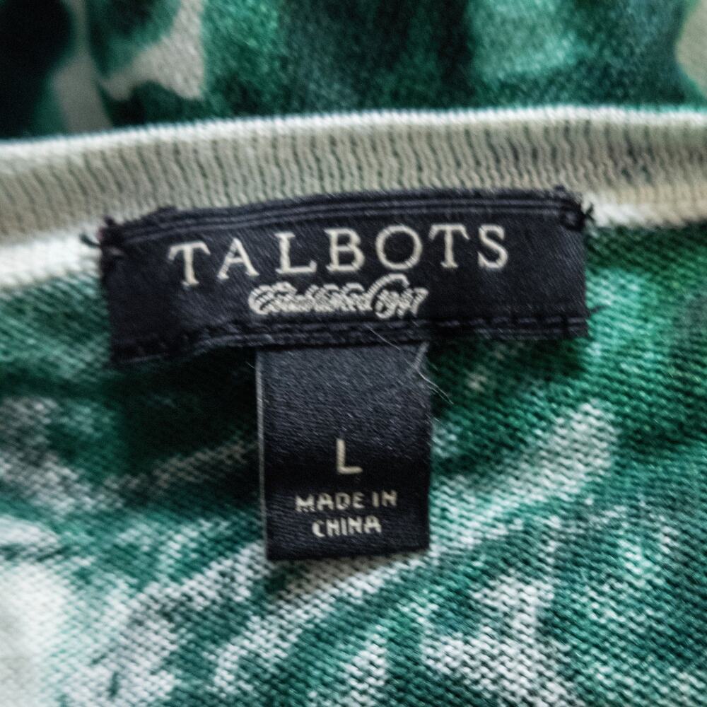 Talbots Women’s Blouse Green Floral Botanical Garden Prep Lightweight Knit Large - Picture 10 of 10